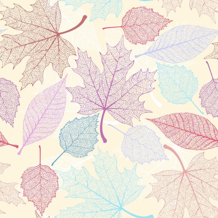 Sticker  Squelette, feuilles, seamless