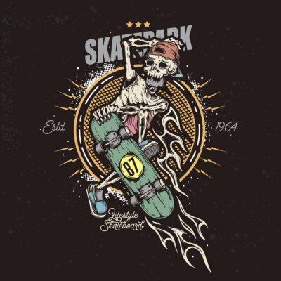 Sticker  Squelette sur un skateboard