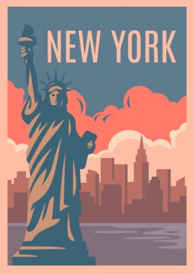 Sticker  Statue de la liberté aux États-Unis rétro
