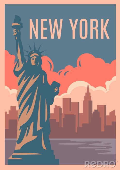 Sticker  Statue de la liberté aux États-Unis rétro
