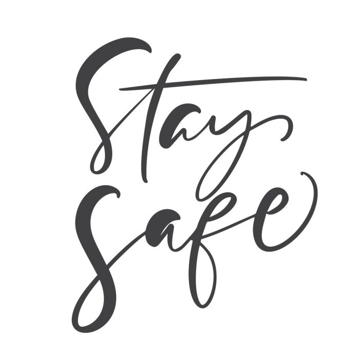 Sticker  Stay Safe calligraphy lettering text to reduce risk of infection and spreading the virus. Coronavirus Covid-19, quarantine motivational poster. vector illustration quote