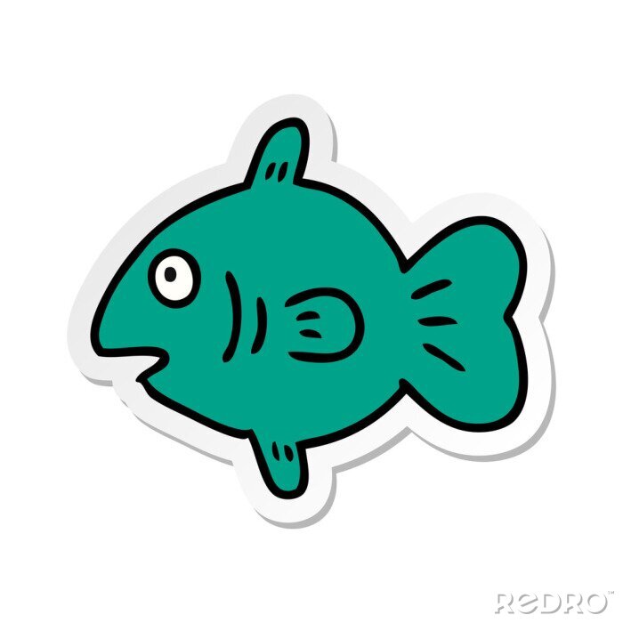 Sticker  sticker cartoon doodle of a marine fish