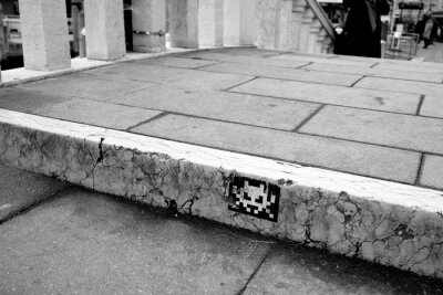 Sticker  Sticker graffiti on a bridge in Venice