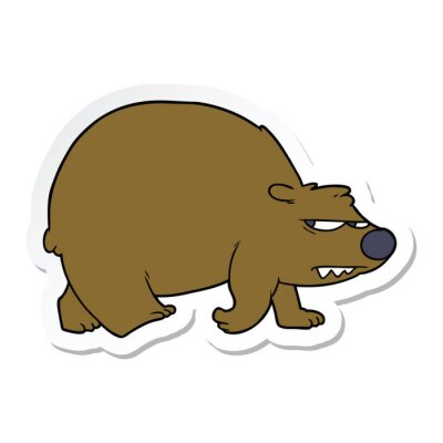 Sticker  sticker of a cartoon angry bear