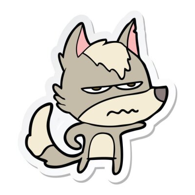 Sticker  sticker of a cartoon annoyed wolf