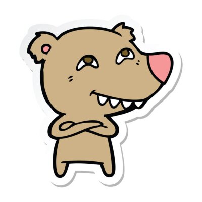Sticker  sticker of a cartoon bear showing teeth