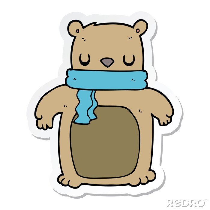 Sticker  sticker of a cartoon bear with scarf