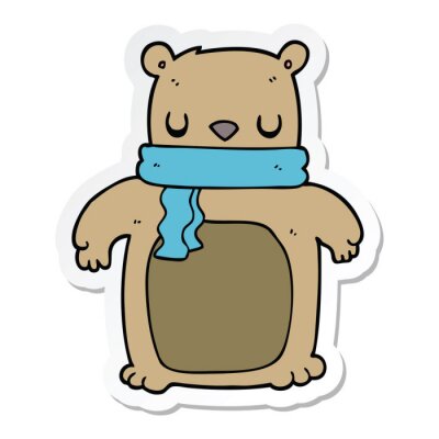 Sticker  sticker of a cartoon bear with scarf