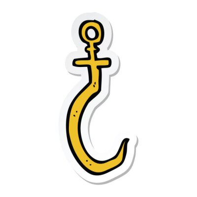 Sticker  sticker of a cartoon fish hook