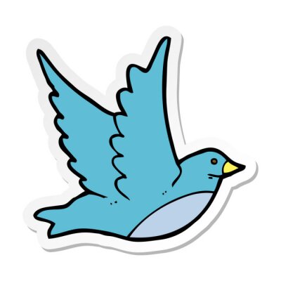 Sticker  sticker of a cartoon flying bird