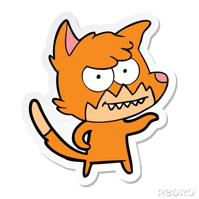 Sticker  sticker of a cartoon grinning fox