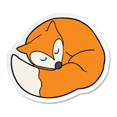 Sticker  sticker of a cartoon sleeping fox