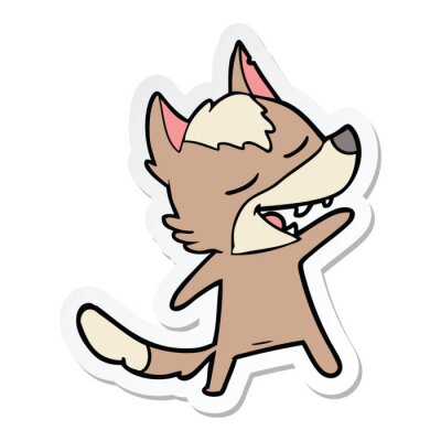 Sticker  sticker of a cartoon wolf laughing
