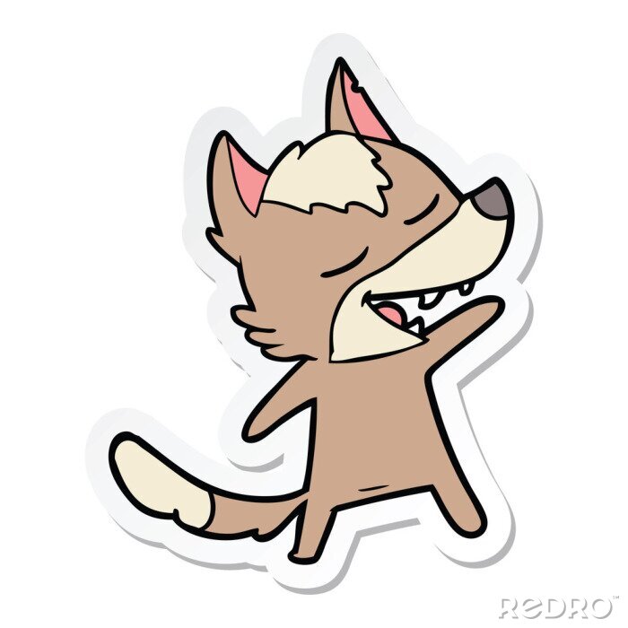 Sticker  sticker of a cartoon wolf laughing