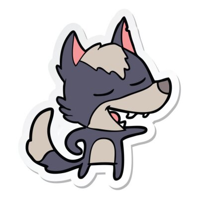 Sticker  sticker of a cartoon wolf laughing