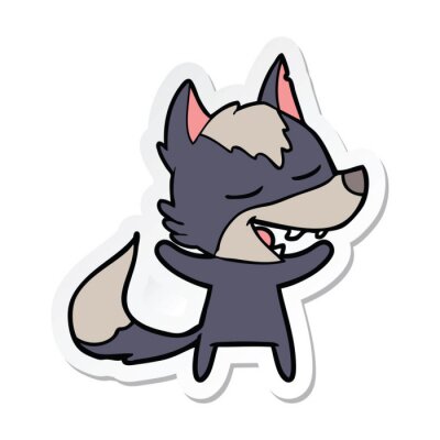 Sticker  sticker of a cartoon wolf laughing