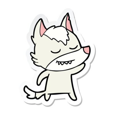 Sticker  sticker of a friendly cartoon wolf