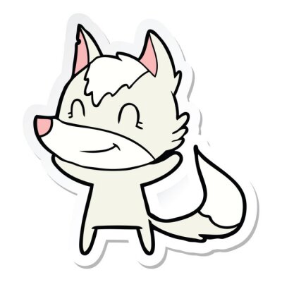 Sticker  sticker of a friendly cartoon wolf