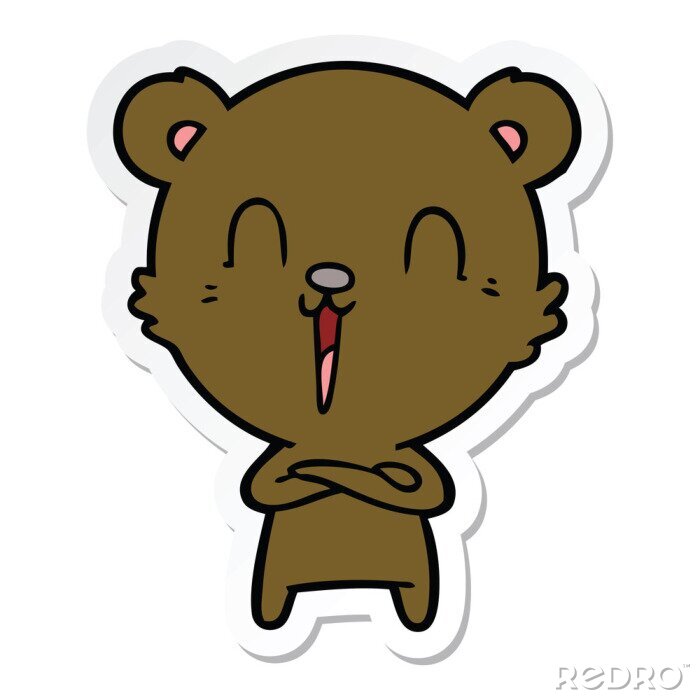 Sticker  sticker of a happy cartoon bear