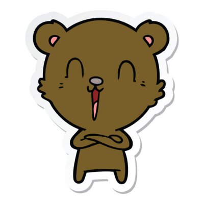 Sticker  sticker of a happy cartoon bear