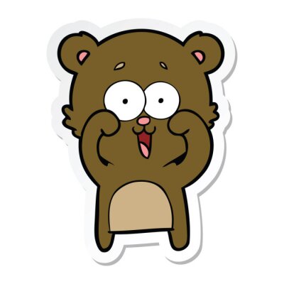 Sticker  sticker of a laughing teddy  bear cartoon