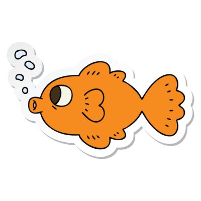 Sticker  sticker of a quirky hand drawn cartoon fish
