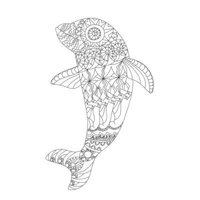 Sticker  Style zentangle motif dauphin