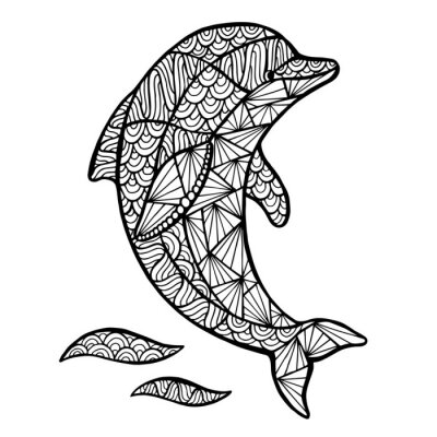 Sticker  Stylisé vecteur Dolphin zentangle,