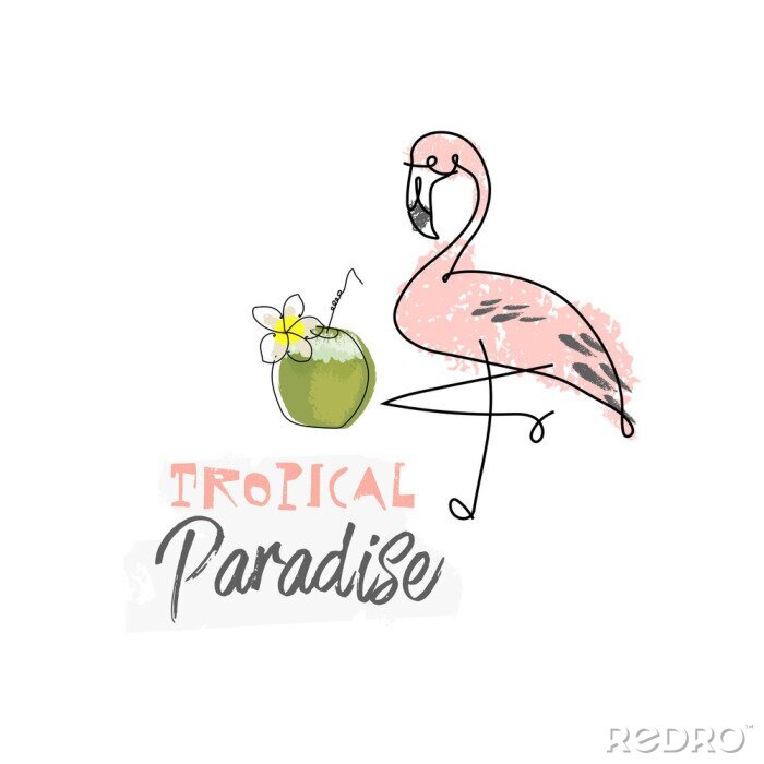 Sticker   Summer cartoon doodle hand drawn tropical vector elements