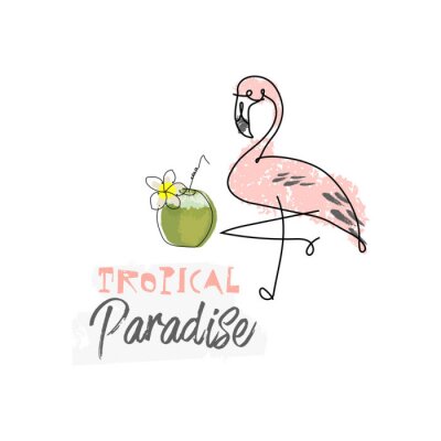 Sticker   Summer cartoon doodle hand drawn tropical vector elements