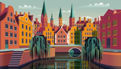 Sticker  Summer day in small town in Holland.