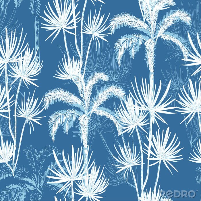 Sticker  Summer hand drawn doodle line sketch plam and coconut trees ,island design fot fashion,fabric, and all prints