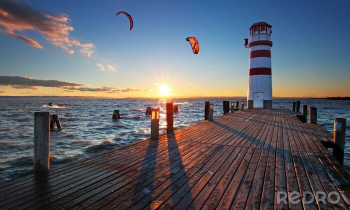 Sticker  Surfeurs près d'un phare