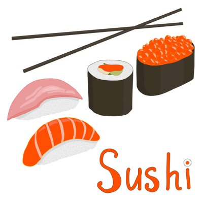 Sticker  Sushi, ensemble, Illustration