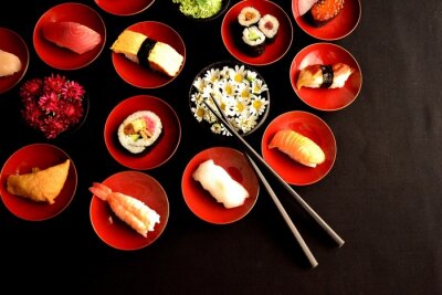 Sticker  Sushi with chrysanthemums
