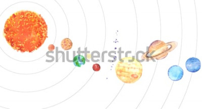 Sticker  Système solaire coloré de l'espace extra-atmosphérique pour enfants