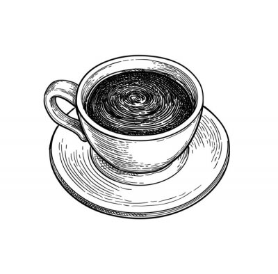 Sticker  Tasse à café dessin noir et blanc