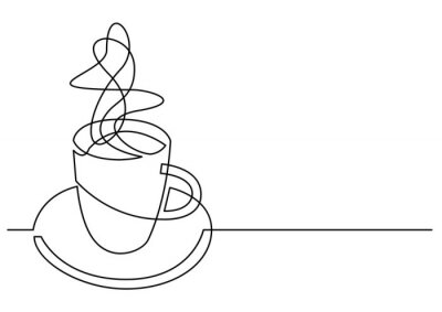 Sticker  Tasse à café dessinant une ligne