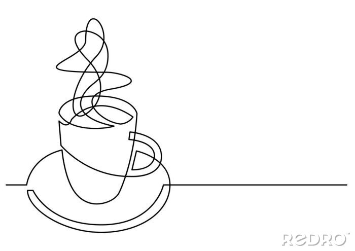 Sticker  Tasse à café dessinant une ligne