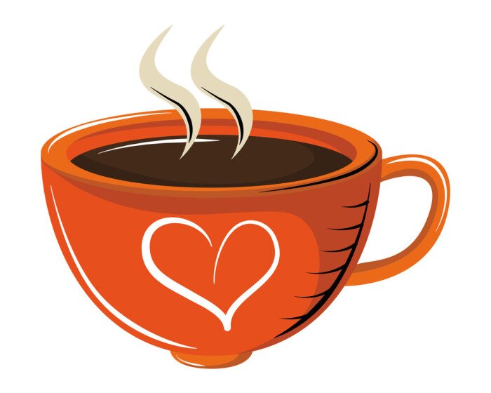 Sticker  Tasse à café orange avec coeur