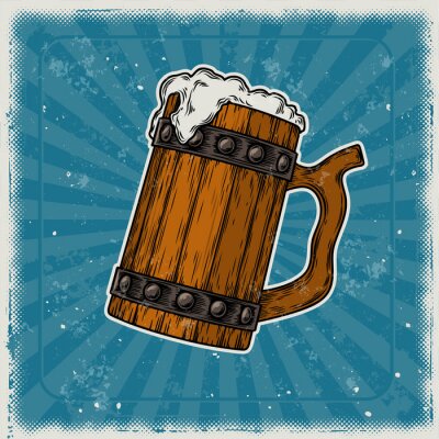 Sticker  Tasse en bois de bière