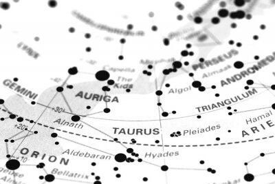 Sticker  Taureau carte du zodiaque étoile. Signe astrologique Taureau à l'astronomie carte des étoiles.