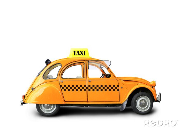 Sticker  Taxi, couleur rétro voiture orange sur le fond blanc