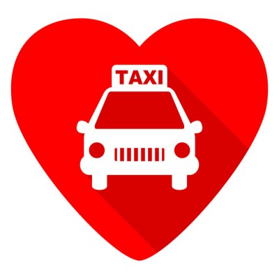 Sticker  Taxi rouge coeur valentine icone plat