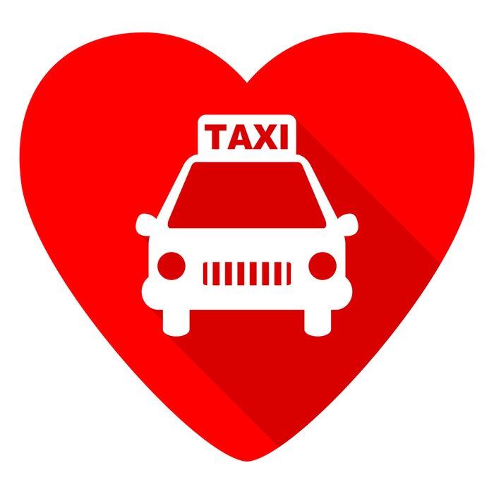 Sticker  Taxi rouge coeur valentine icone plat