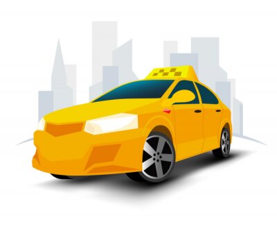 Sticker  Taxi, voiture, ville, isolé