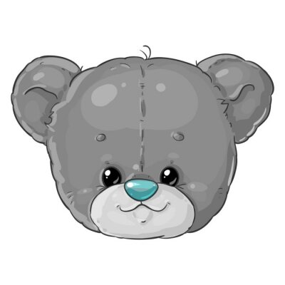 Sticker  Teddy bear boy grey head. Cute children's character.