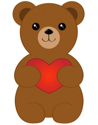 Sticker  teddy bear with a gradient heart