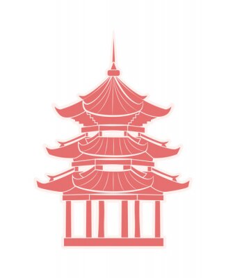 Sticker  Temple chinois avec autocollant de voyage pagode isolé