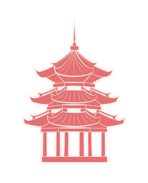 Sticker  Temple chinois avec autocollant de voyage pagode isolé